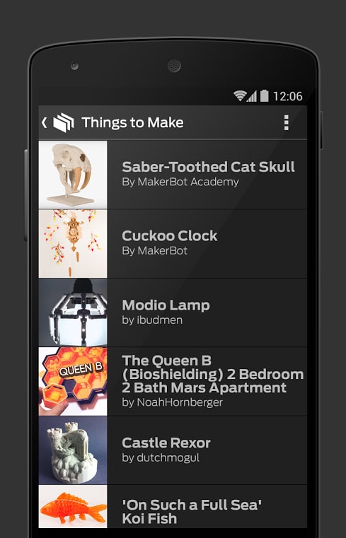 אפליקציית MakerBot Mobile לאנדרואיד/ הדפסה היישר מהנייד